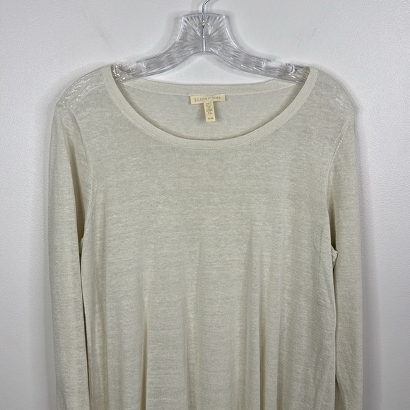 Eileen Fisher Women’s Size M Organic Linen Asymmetrical Hem Sweater Lightweight - Picture 2 of 7